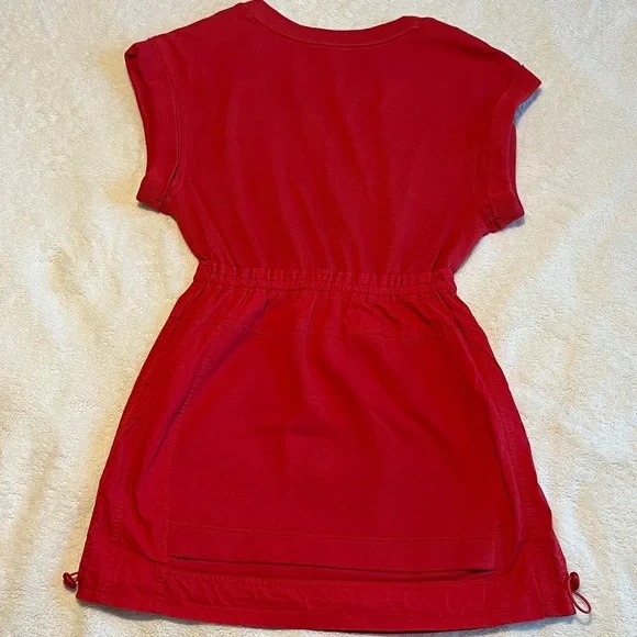 Daily Practice Red Mini Dress Short Sleeve Drawstring Waist Pockets Size XXS - Picture 6 of 6
